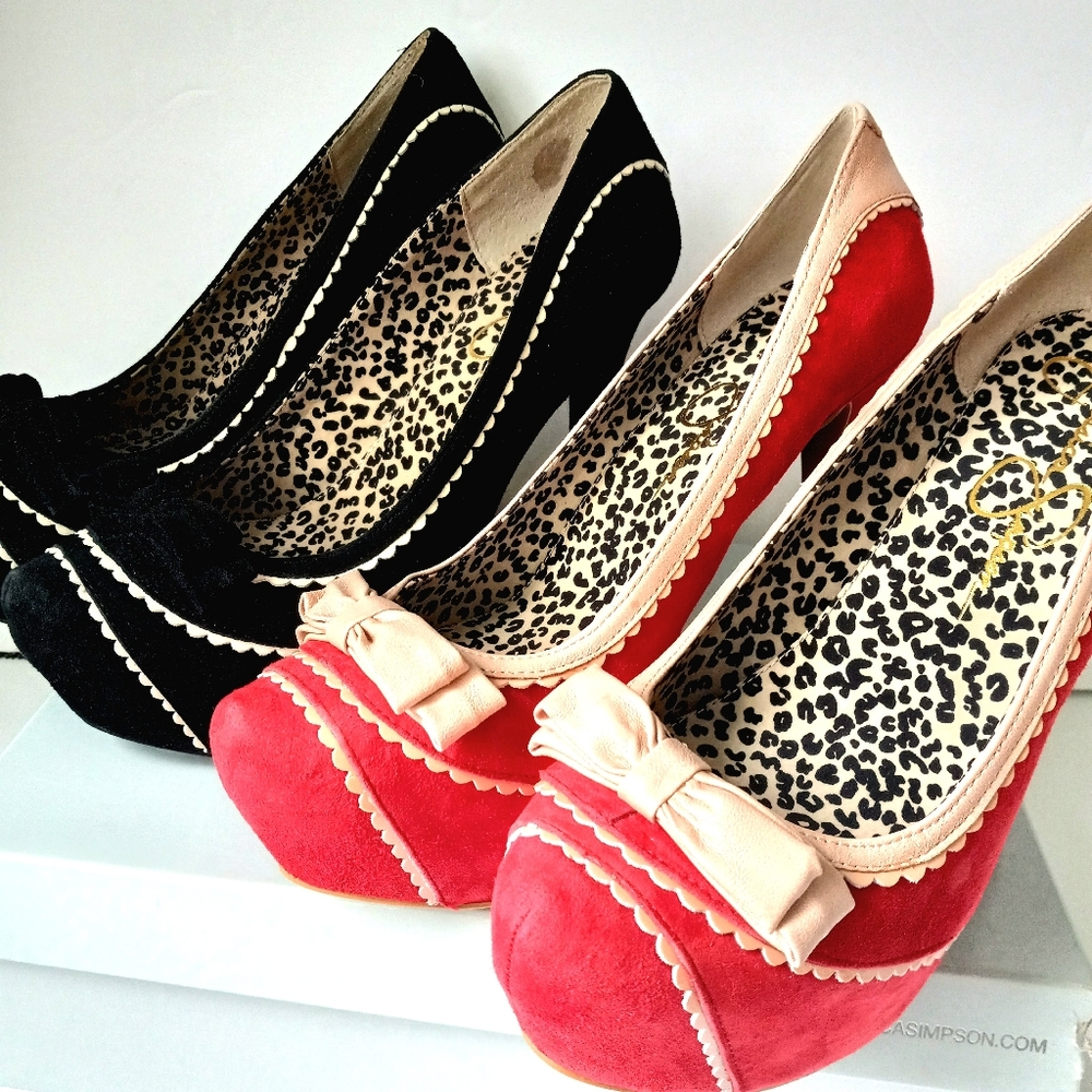 New Jessica Simpson Red & Black Suede Stilettos Size 10 Bundle
